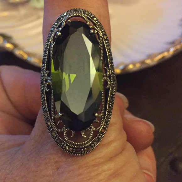 Sterling Silver, Marcasite and Iolite Ring - Picture 2 of 5